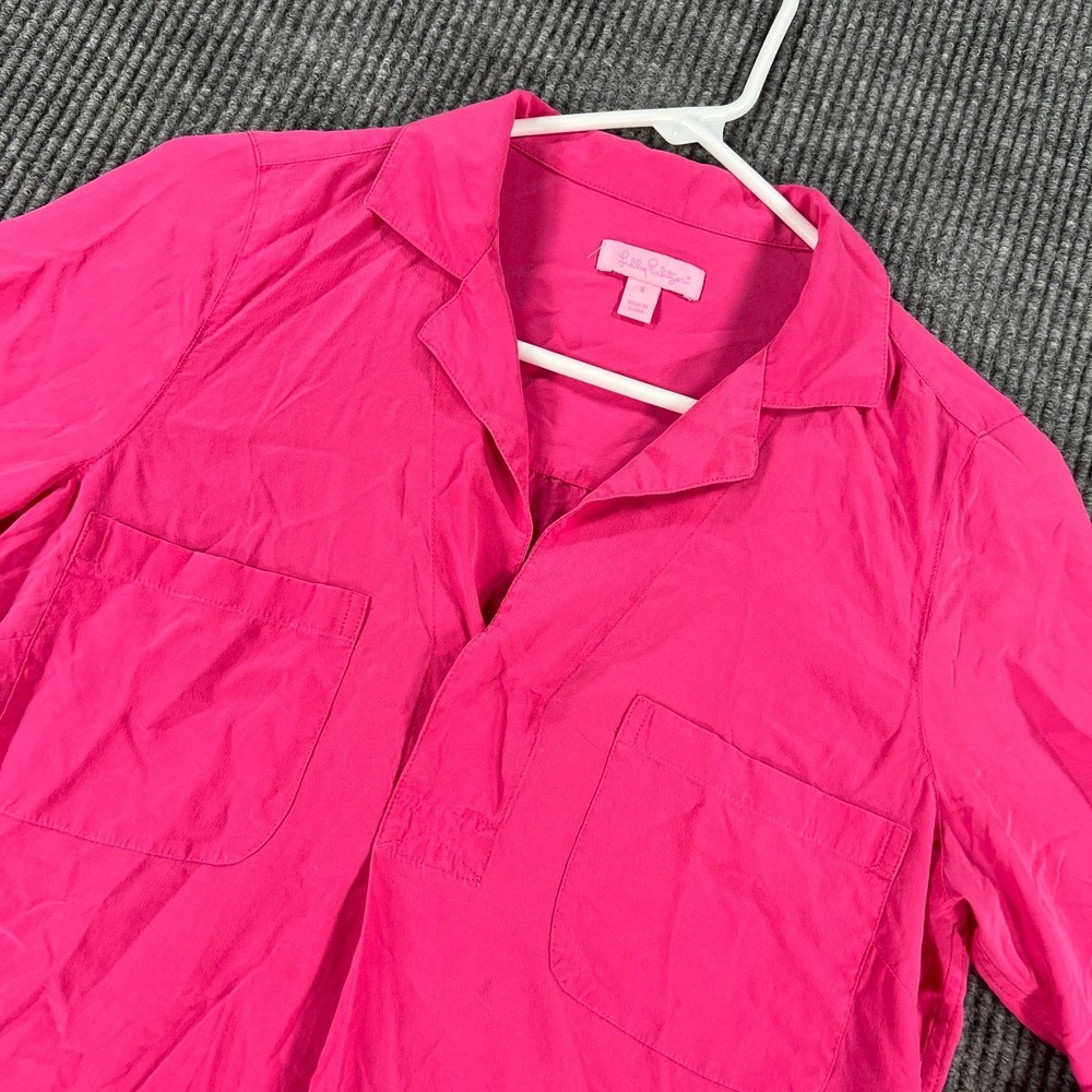 Lilly Pulitzer Blouse Womens Small Pink Long Sleeve Casual Collared Pullover